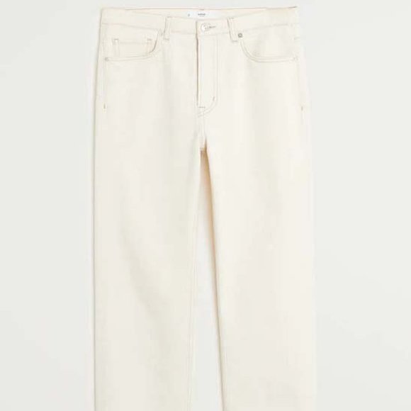 Mango Ecru Premium High Rise Straight Leg Jeans - Picture 3 of 8